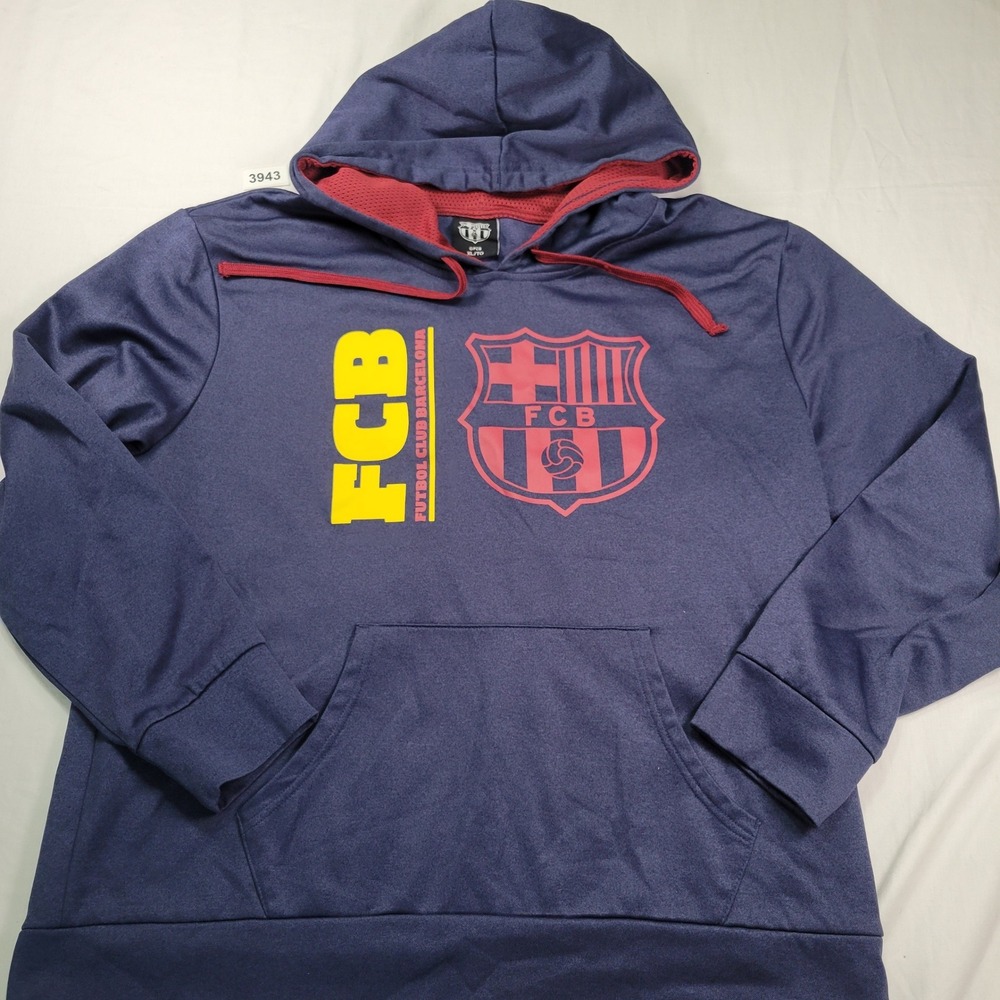 FC Barcelona FCB Futbol Club Barcelona Hoodie XL Men Adult Navy Red Sport Soccer